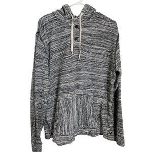 American Eagle Men Knit Hoodie Size L Black/White Casual